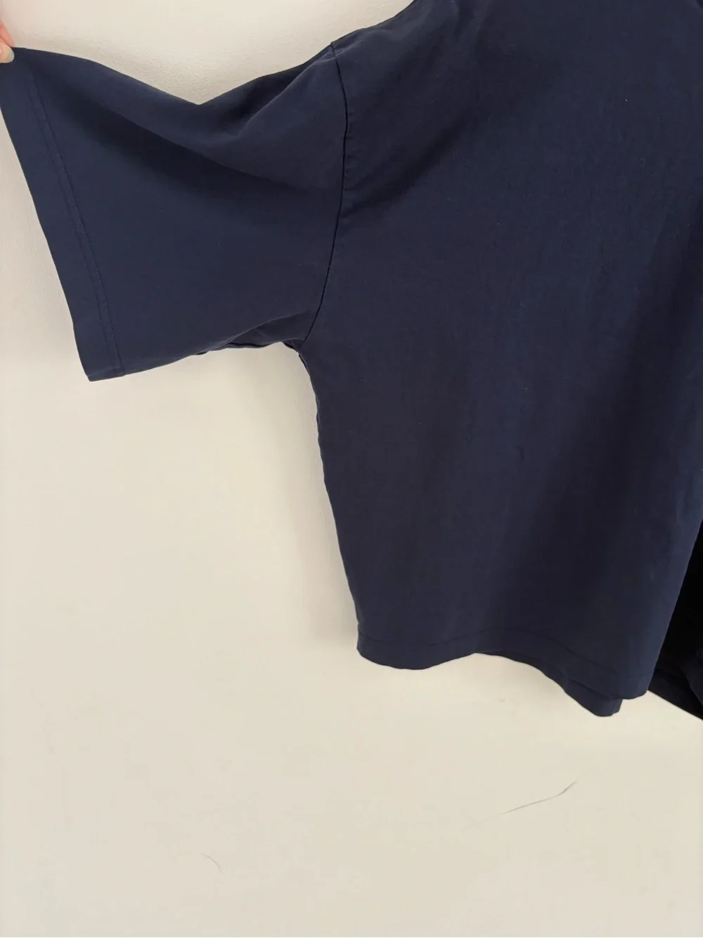 COS Mock Neck Boxy T-Shirt in Navy - Picture 3 of 7